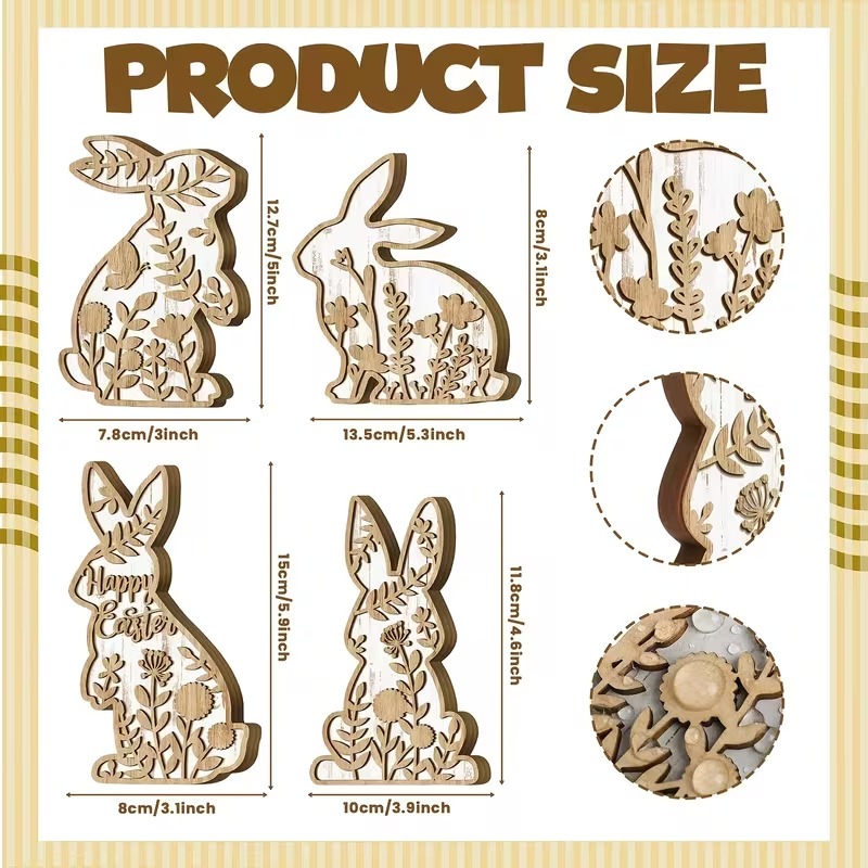Easter Rabbit Table Wooden Signboard Decorative