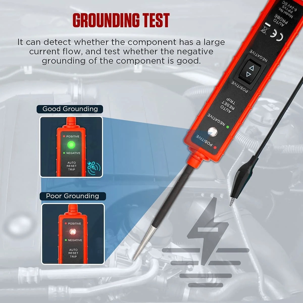 Power Circuit Probe Tester 6V-24V DC Test Light, Automotive Circuit Tester，Car Short Finder