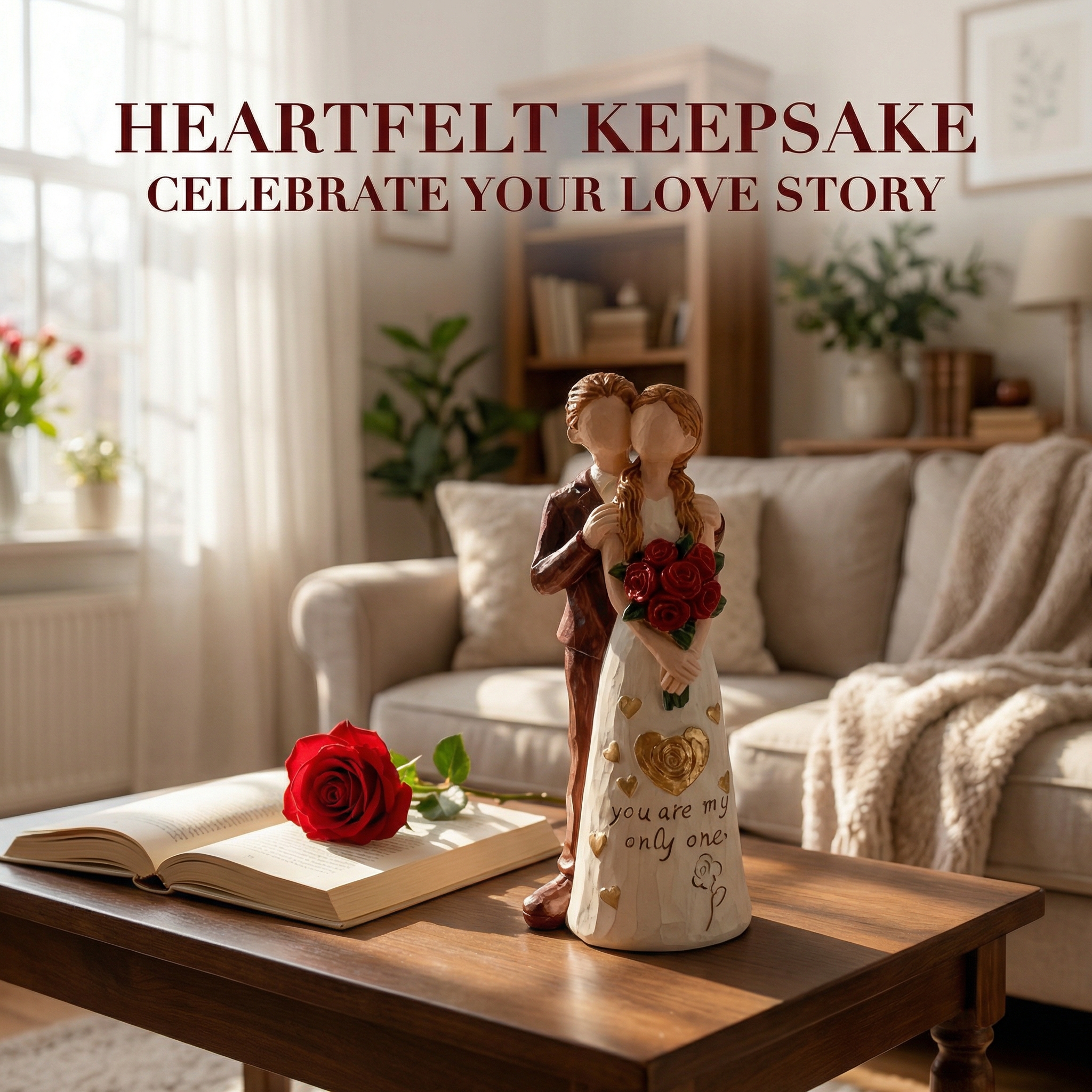 Valentine'S Day Sculpted Hand-Painted Romantic Couple Figurine