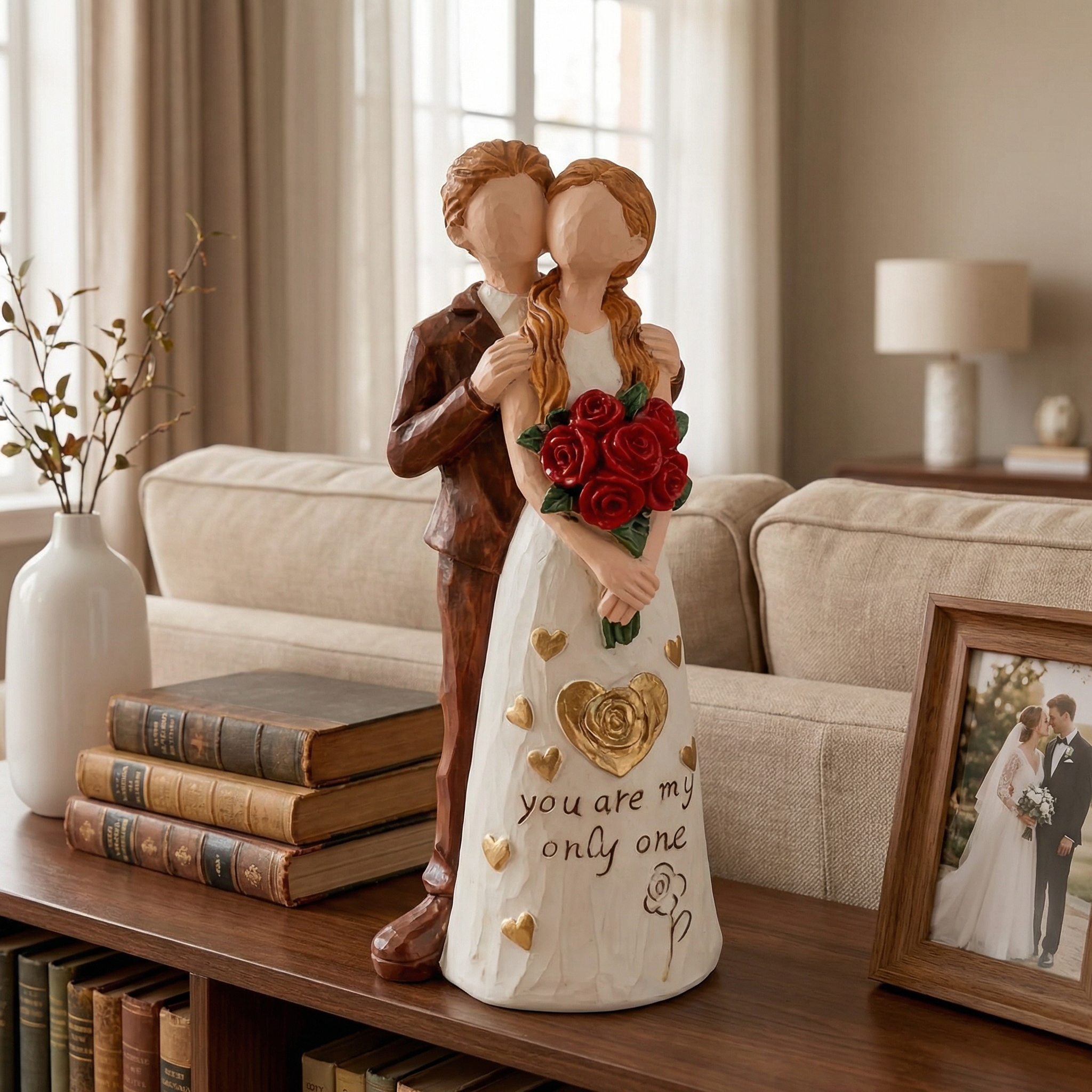 Valentine'S Day Sculpted Hand-Painted Romantic Couple Figurine