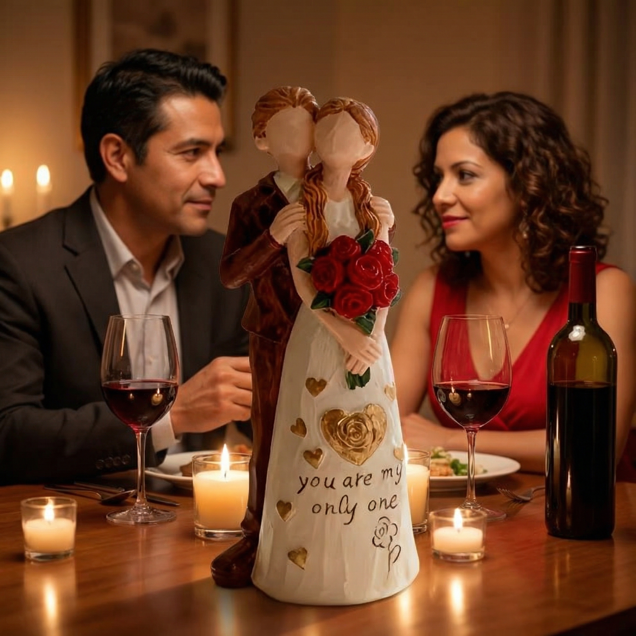 Valentine'S Day Sculpted Hand-Painted Romantic Couple Figurine