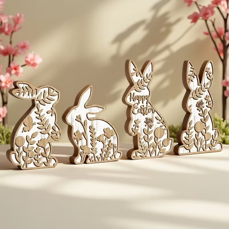 Easter Rabbit Table Wooden Signboard Decorative