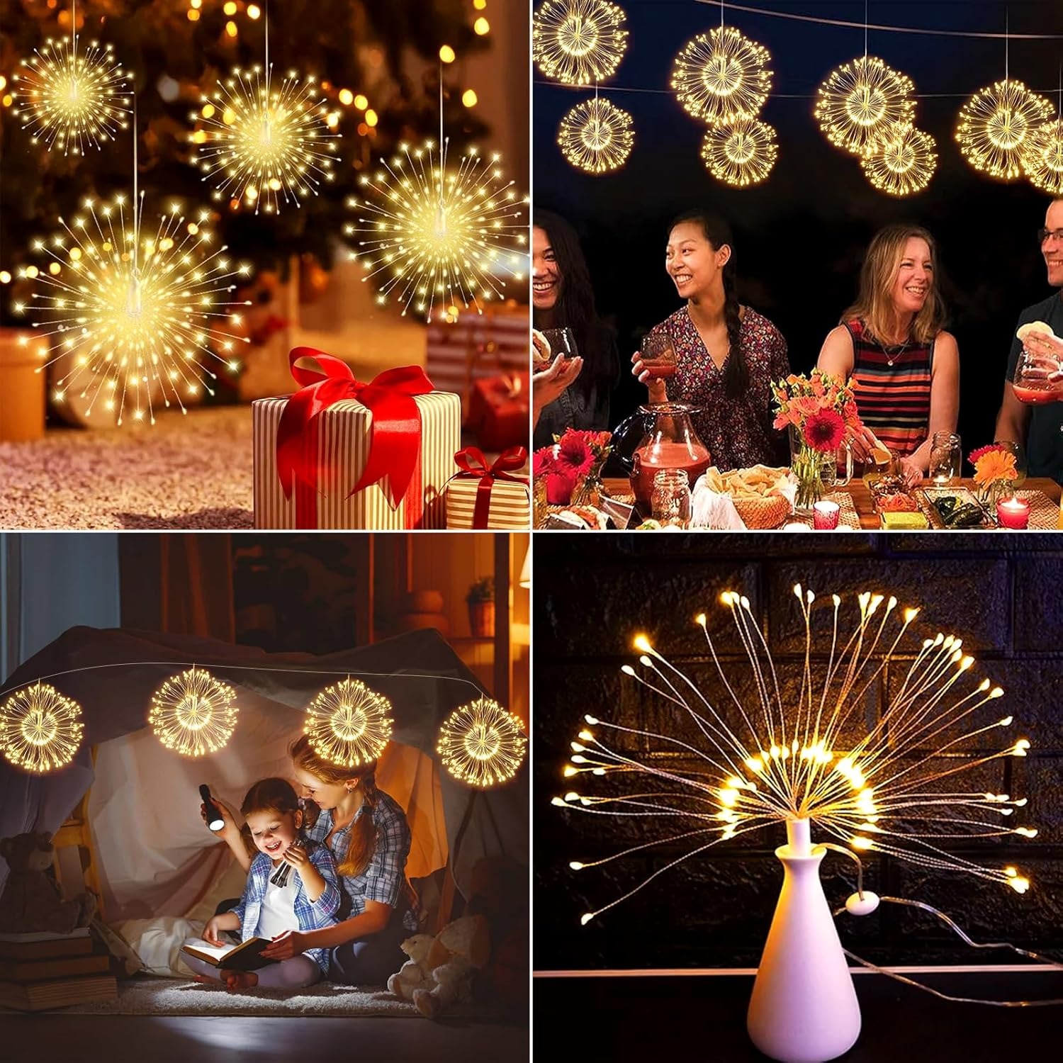 🎄2025 Christmas On Sale✨4 Pack Solar Hanging Firework Lights with 8 Modes