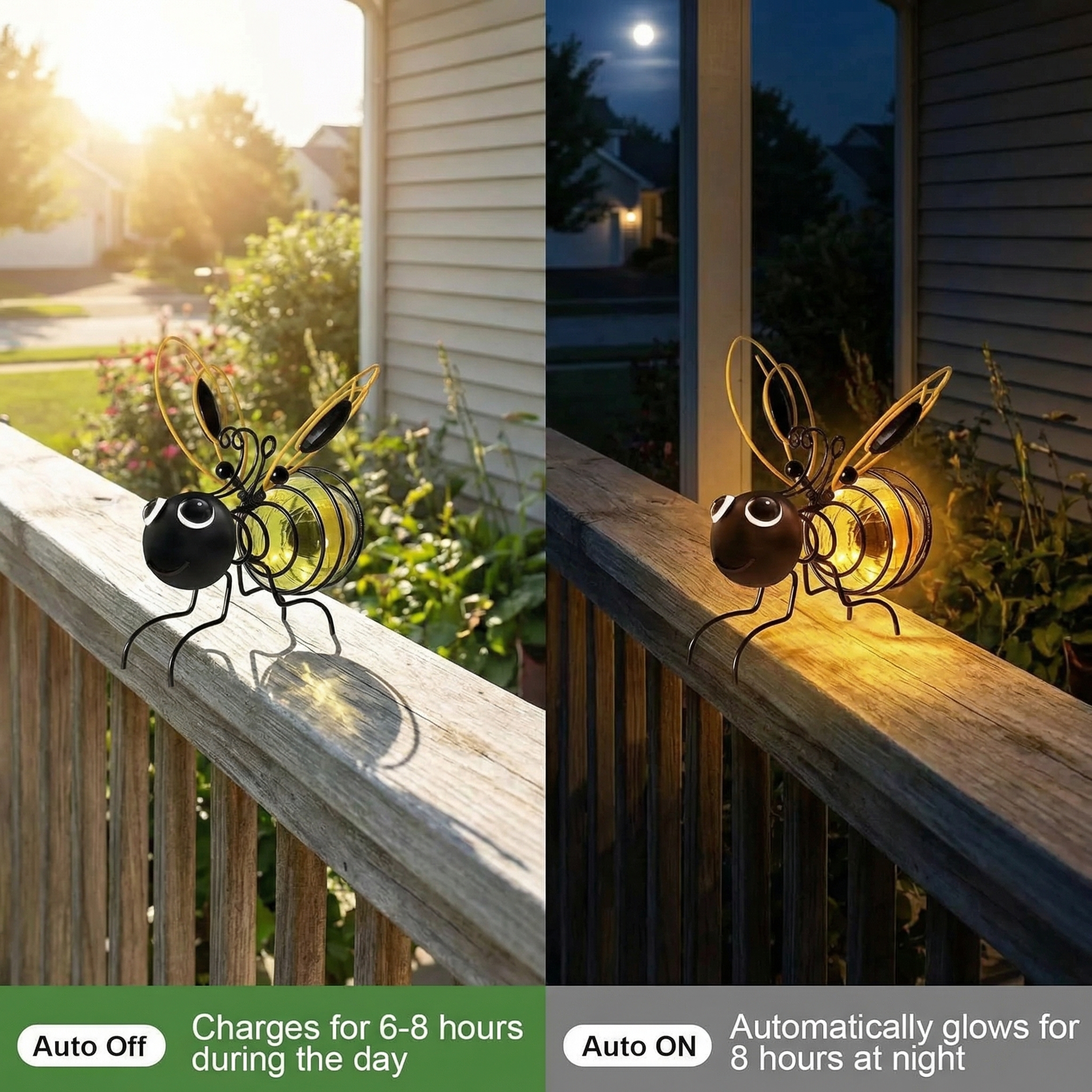 Hanging Bee Solar Light Decor for Outside