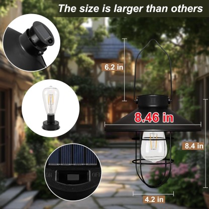 Vintage Metal Waterproof Solar Lantern Light with Warm White