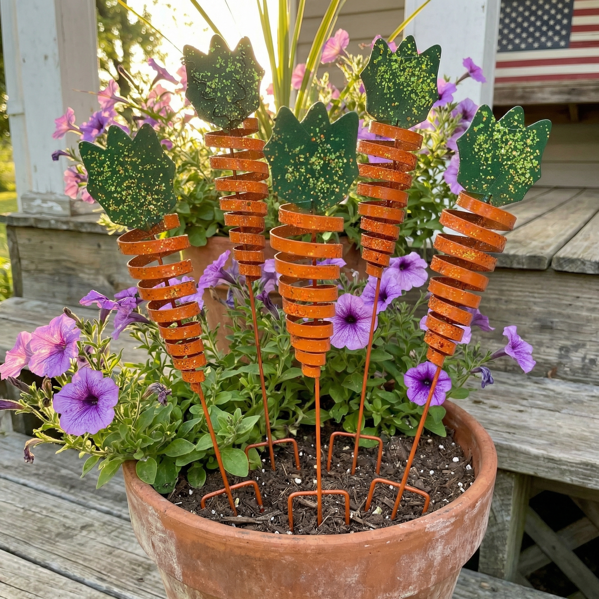 Glittery Metal Carrot Yard Stake, 20" Tall – Easter Garden Stake for Outdoor Lawn, Planter & Flower Bed Decoration