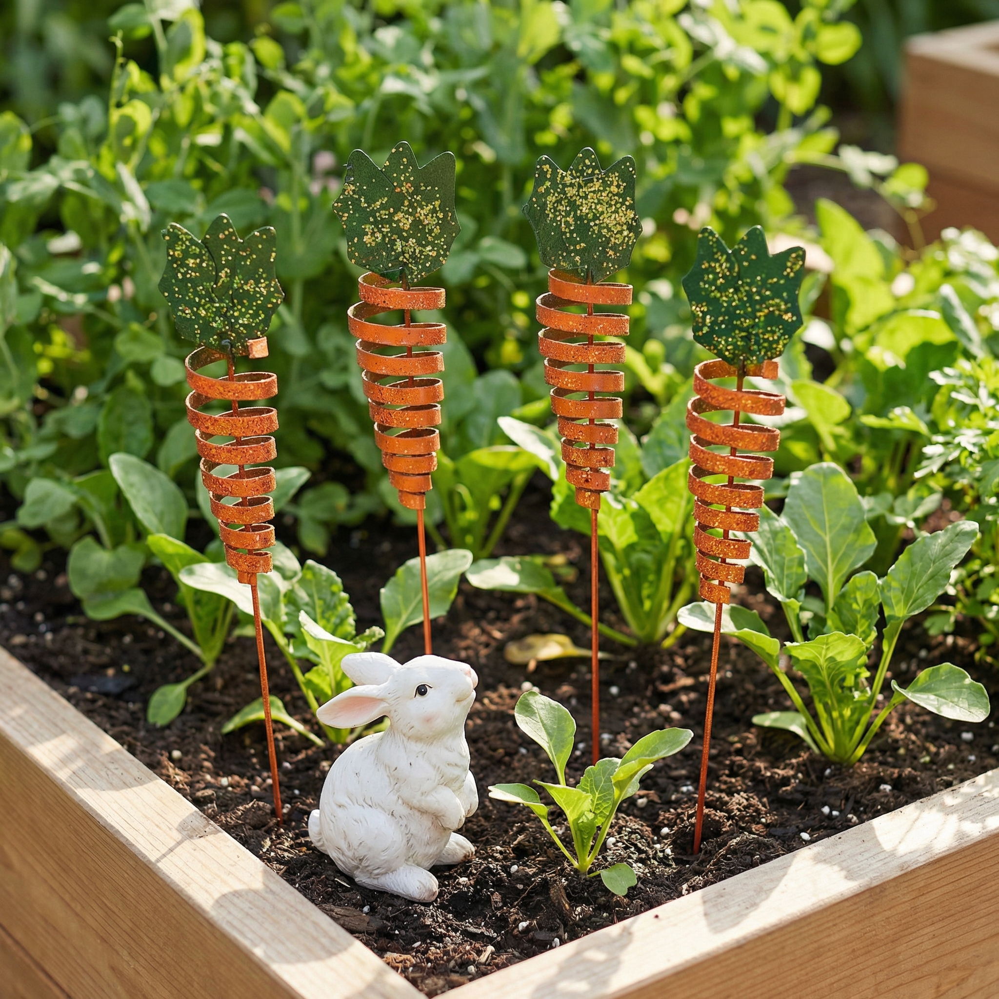 Glittery Metal Carrot Yard Stake, 20" Tall – Easter Garden Stake for Outdoor Lawn, Planter & Flower Bed Decoration