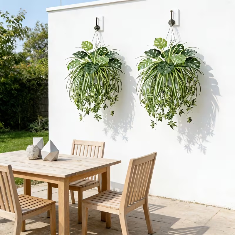 Spring Special Artificial Plant Combination Hanging Basket - 9 Turtle Back Leaves + 1 Spider Plant