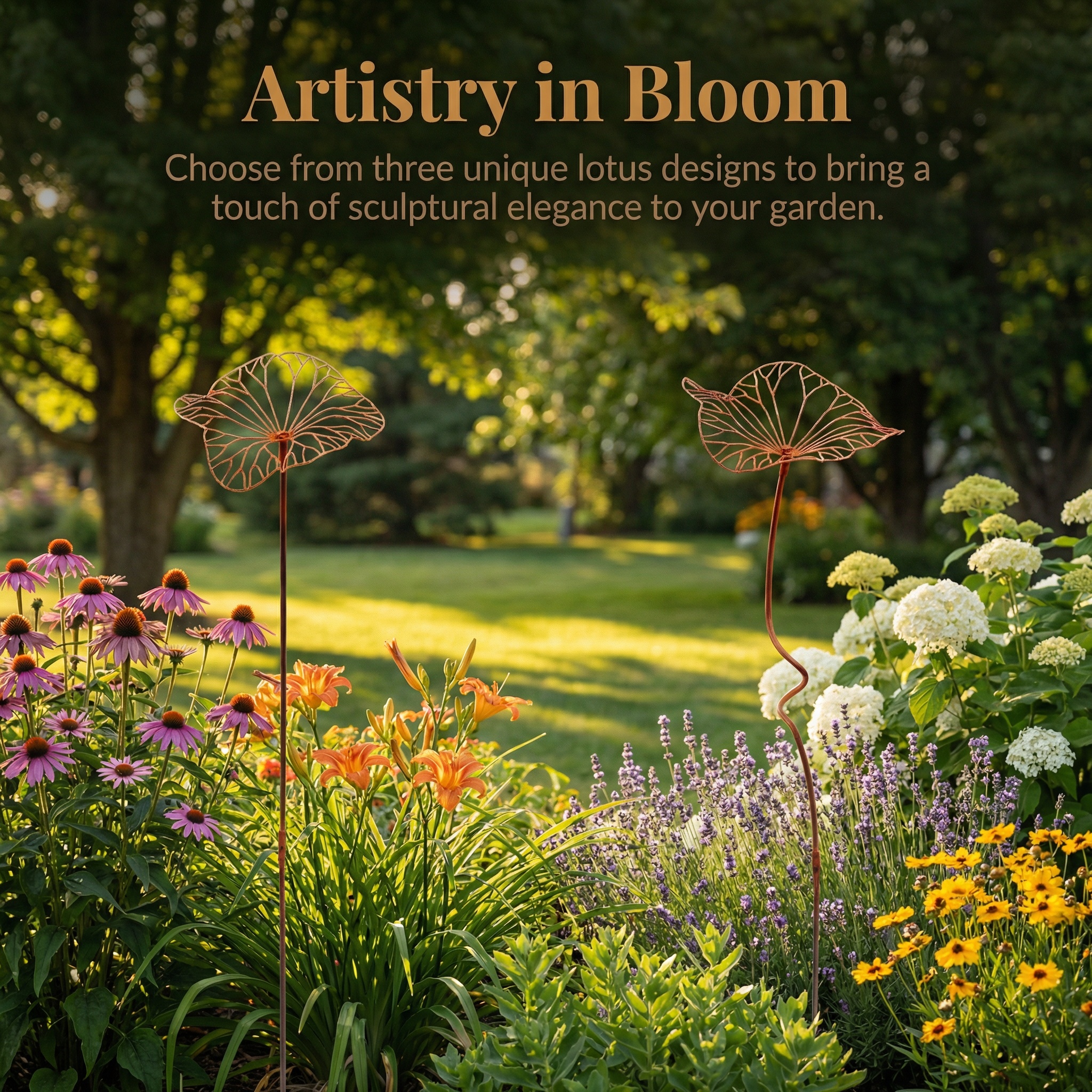 Iron Art Lotus Leaf Ground Insert with Rust-Like Finish