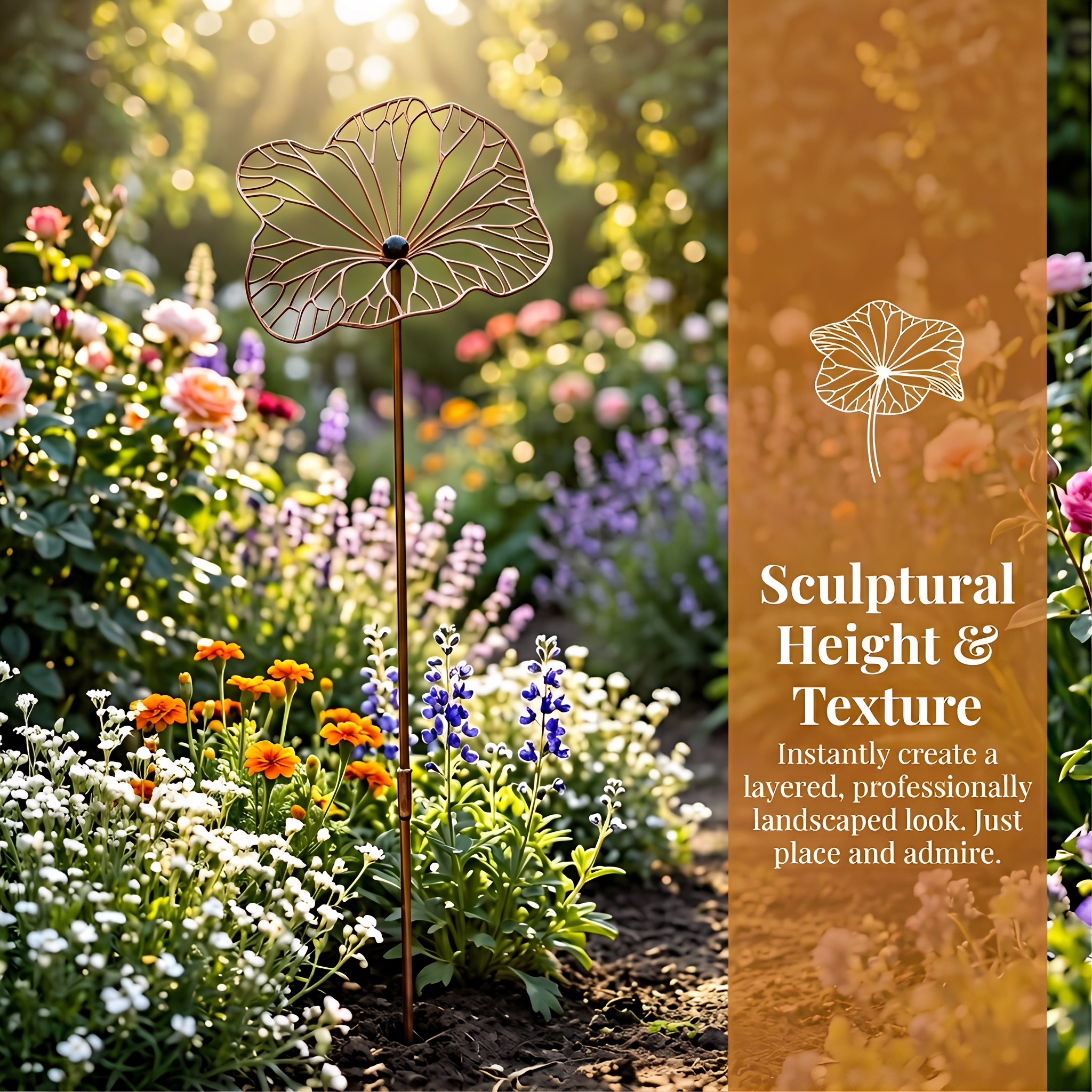 Iron Art Lotus Leaf Ground Insert with Rust-Like Finish