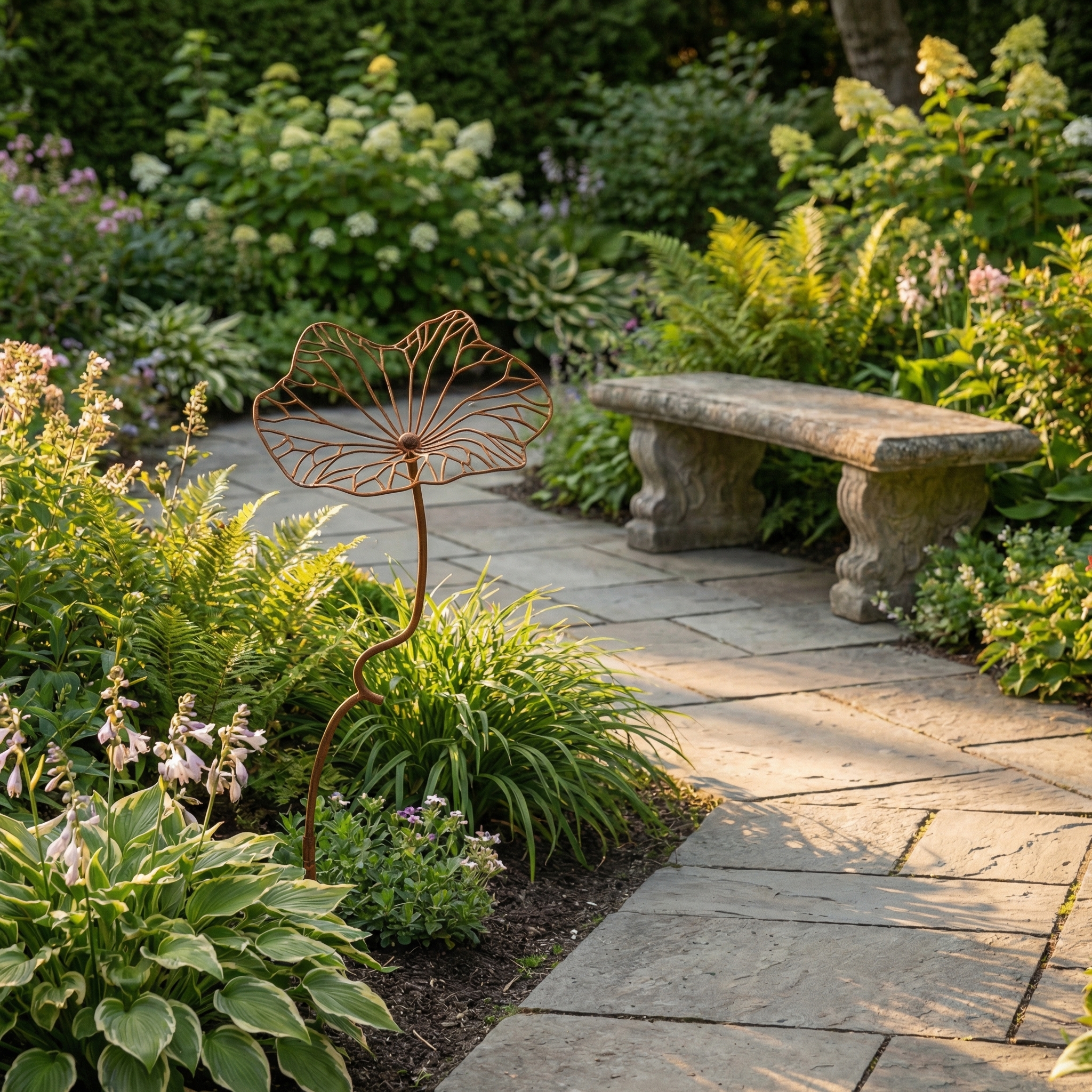 Iron Art Lotus Leaf Ground Insert with Rust-Like Finish