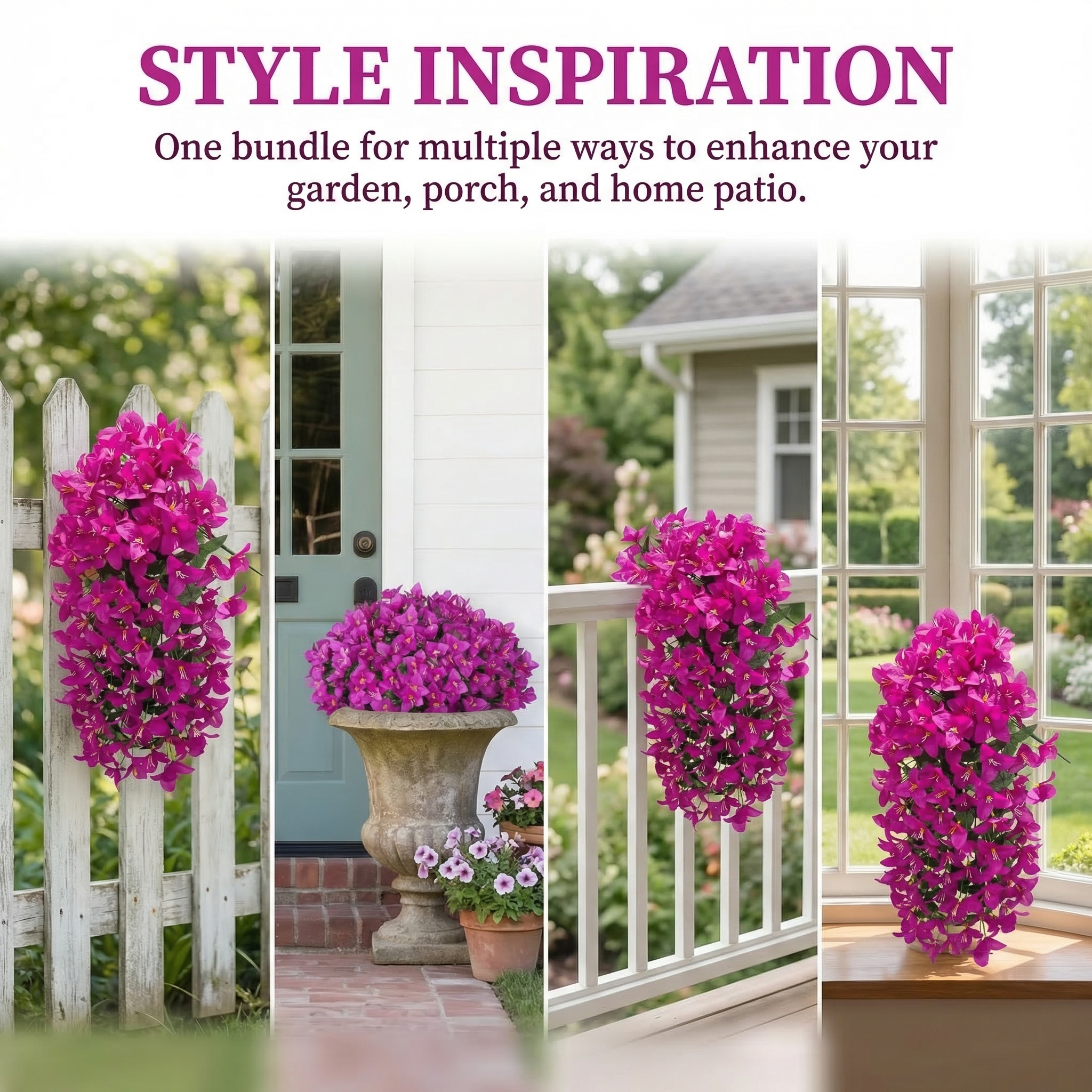 Artificial Bougainvillea Flowers – Realistic Faux Bougainvillea Vine for Outdoor & Indoor Decoration