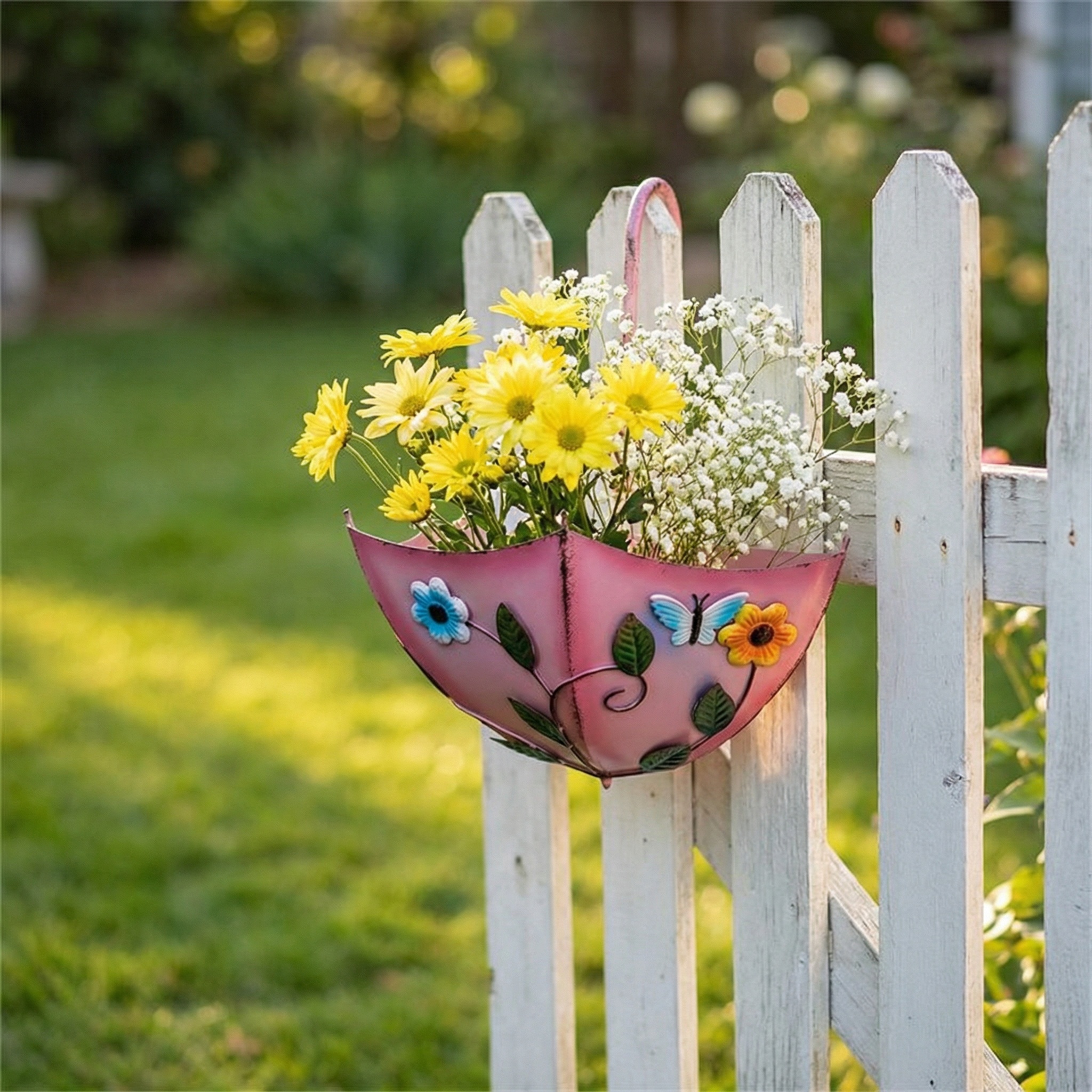 Umbrella-Shaped Wall Planter with Rotatable Handle & Drainage