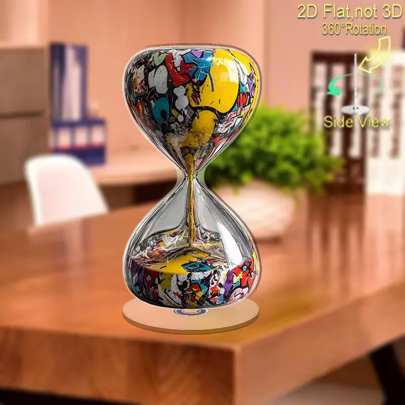 Rotating Acrylic Sand Timer with Graffiti Style Color Change