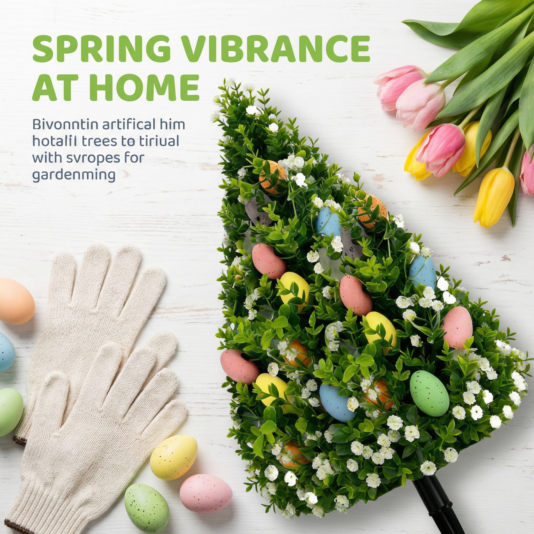 Artificial Eucalyptus Tree with Easter Eggs 