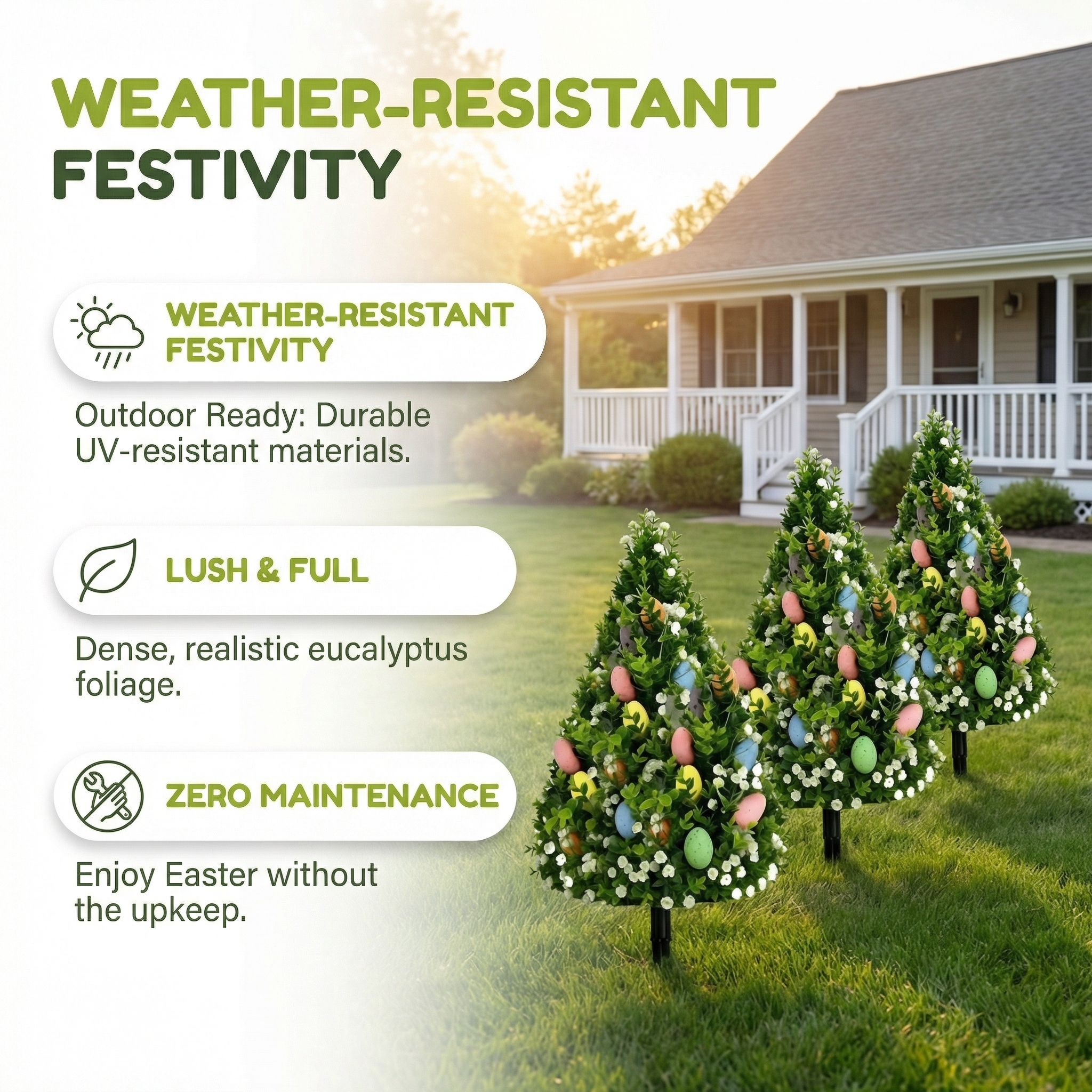 Artificial Eucalyptus Tree with Easter Eggs 