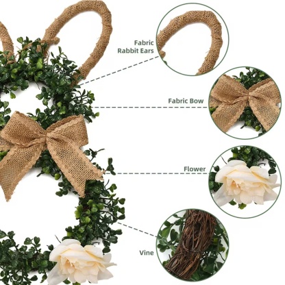 Easter Bunny-Themed Artificial Flower Wreath 