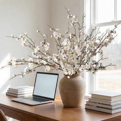 5PCS Artificial Cherry Blossom Branches Spring Indoor Decoration