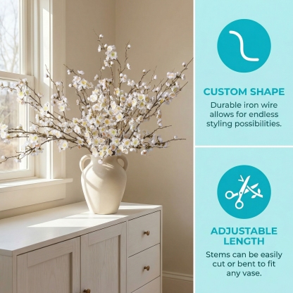 5PCS Artificial Cherry Blossom Branches Spring Indoor Decoration