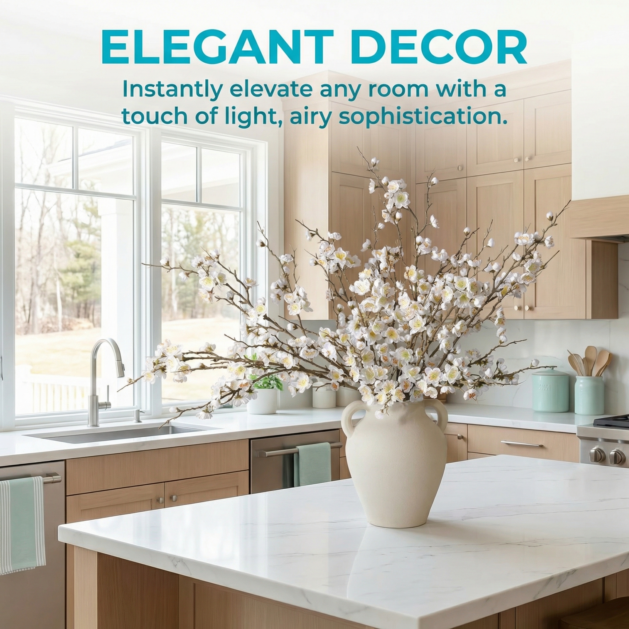 5PCS Artificial Cherry Blossom Branches Spring Indoor Decoration