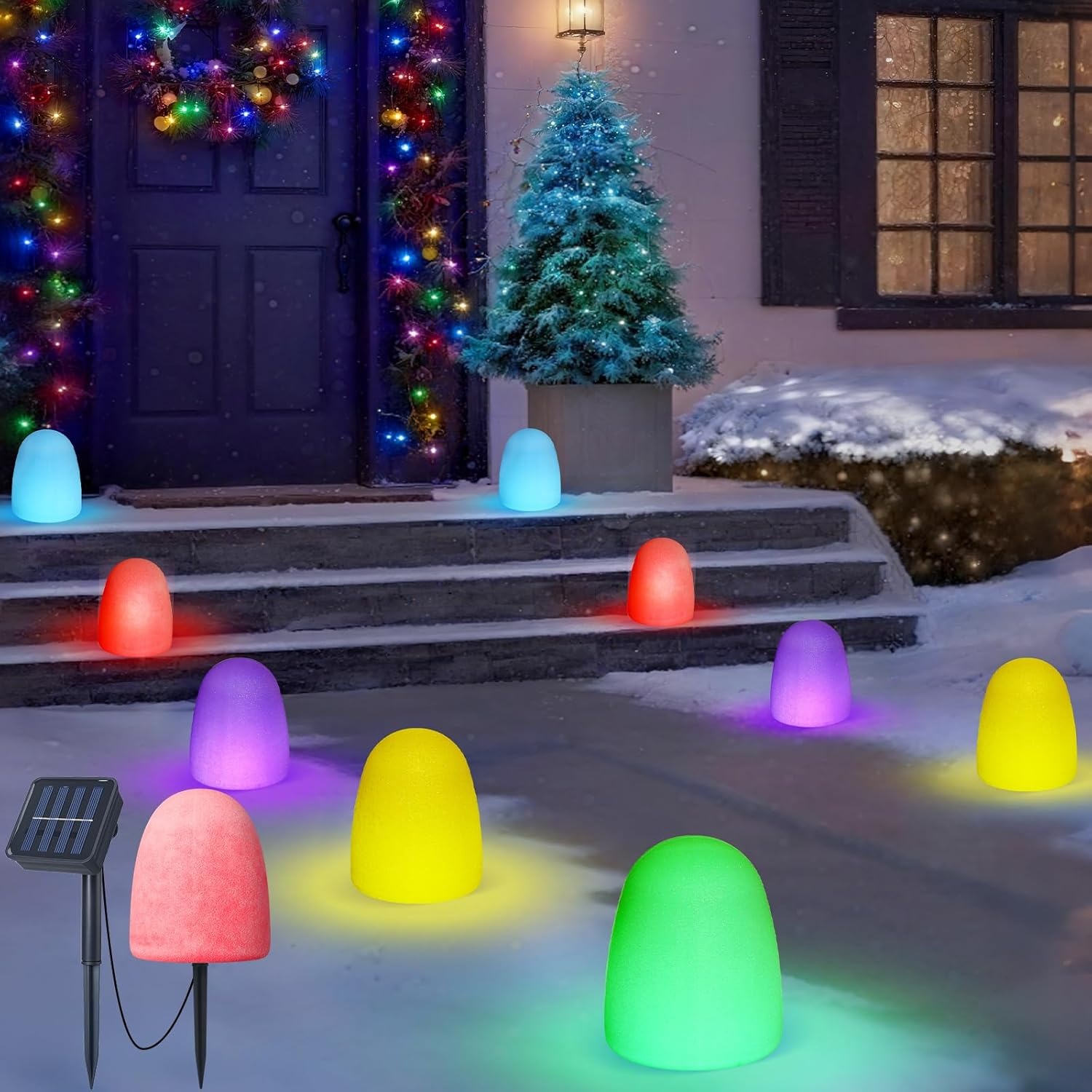 🎄2025 Christmas On Sale🍬5 Pack Christmas Sugared Gumdrop Pathway Solar Lights