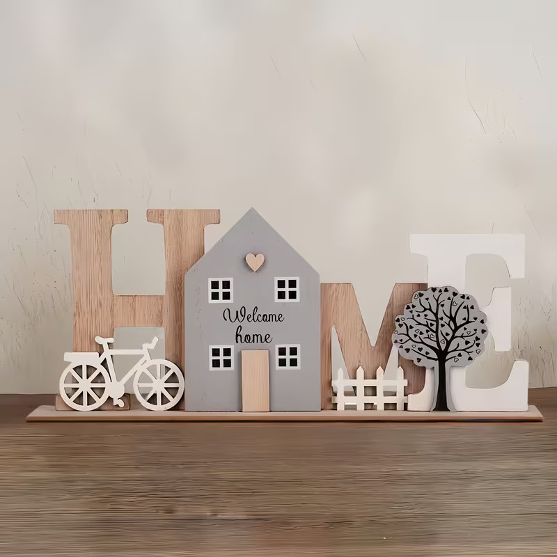 Rustic Wooden Letter HOME Decorative Ornament