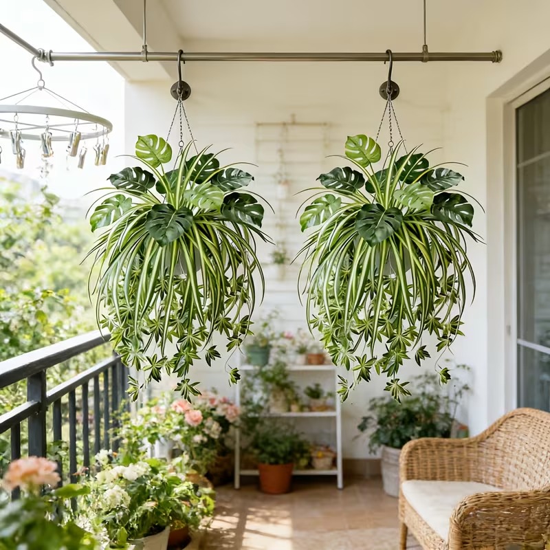 Spring Special Artificial Plant Combination Hanging Basket - 9 Turtle Back Leaves + 1 Spider Plant