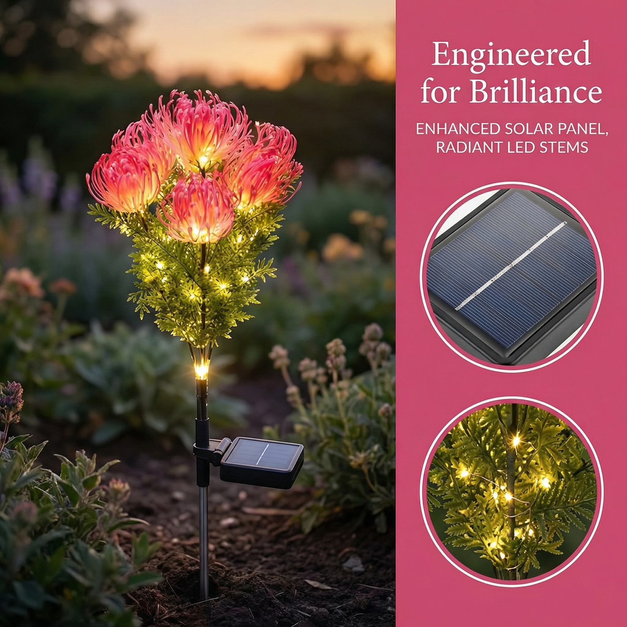 Set of  2 Outdoor Solar Lycoris Flower Garden Lights
