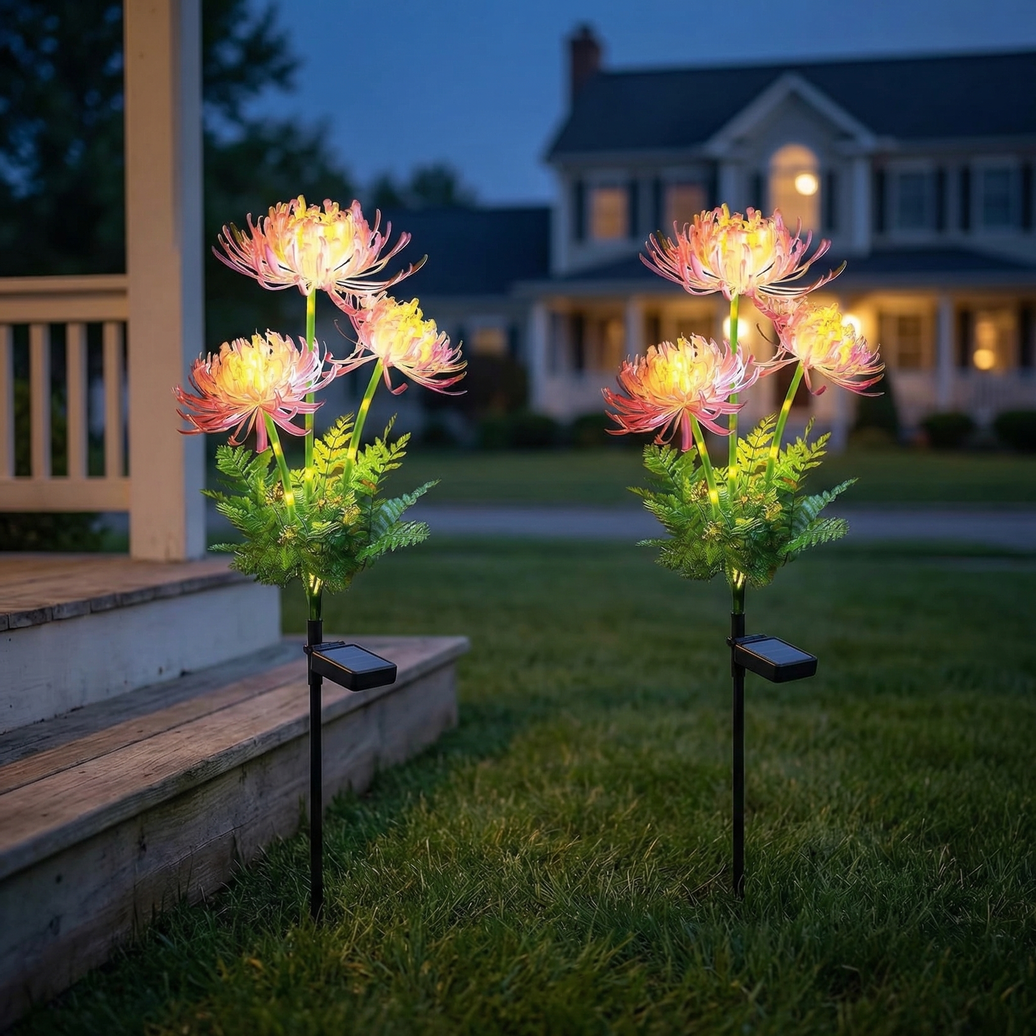 Set of  2 Outdoor Solar Lycoris Flower Garden Lights