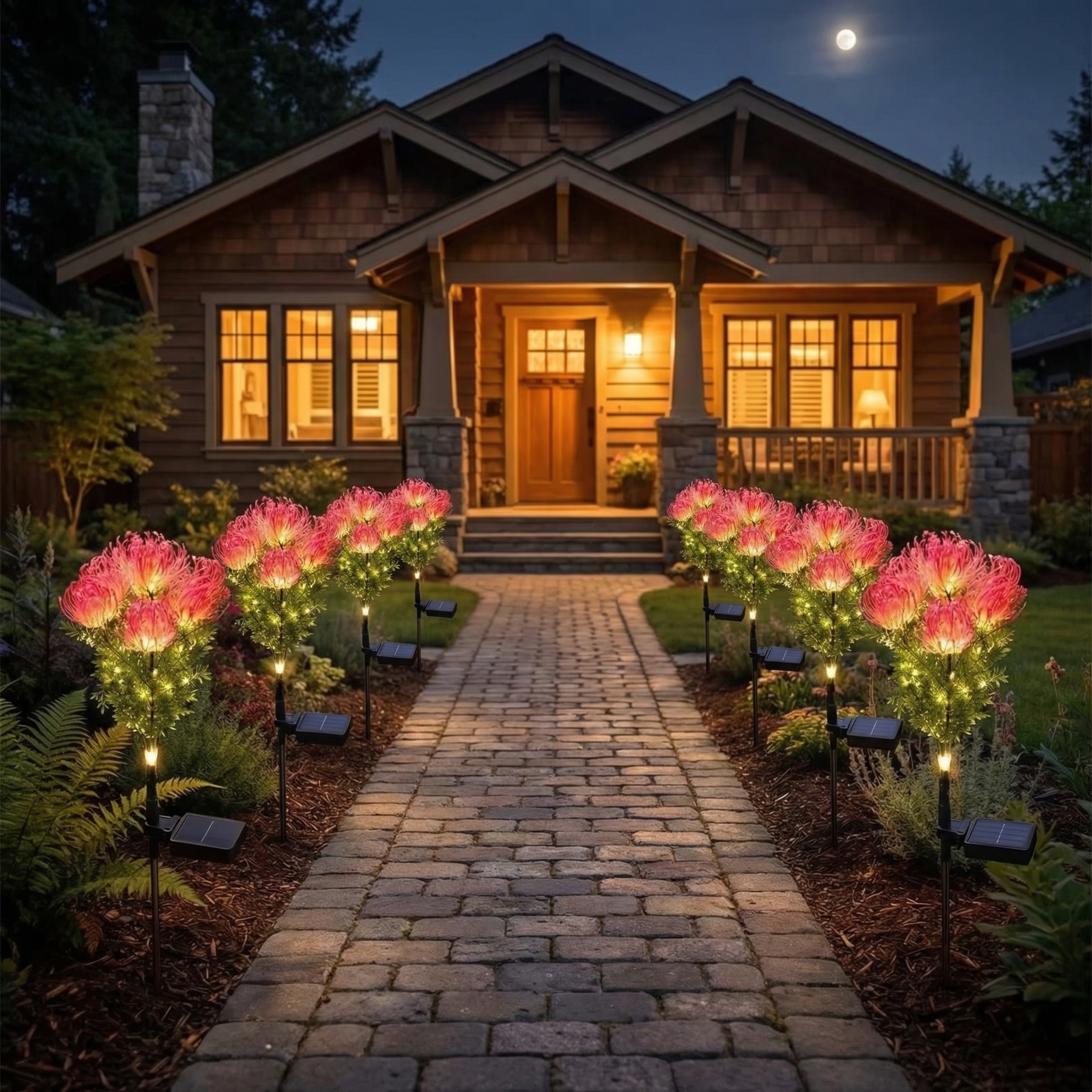 Set of  2 Outdoor Solar Lycoris Flower Garden Lights