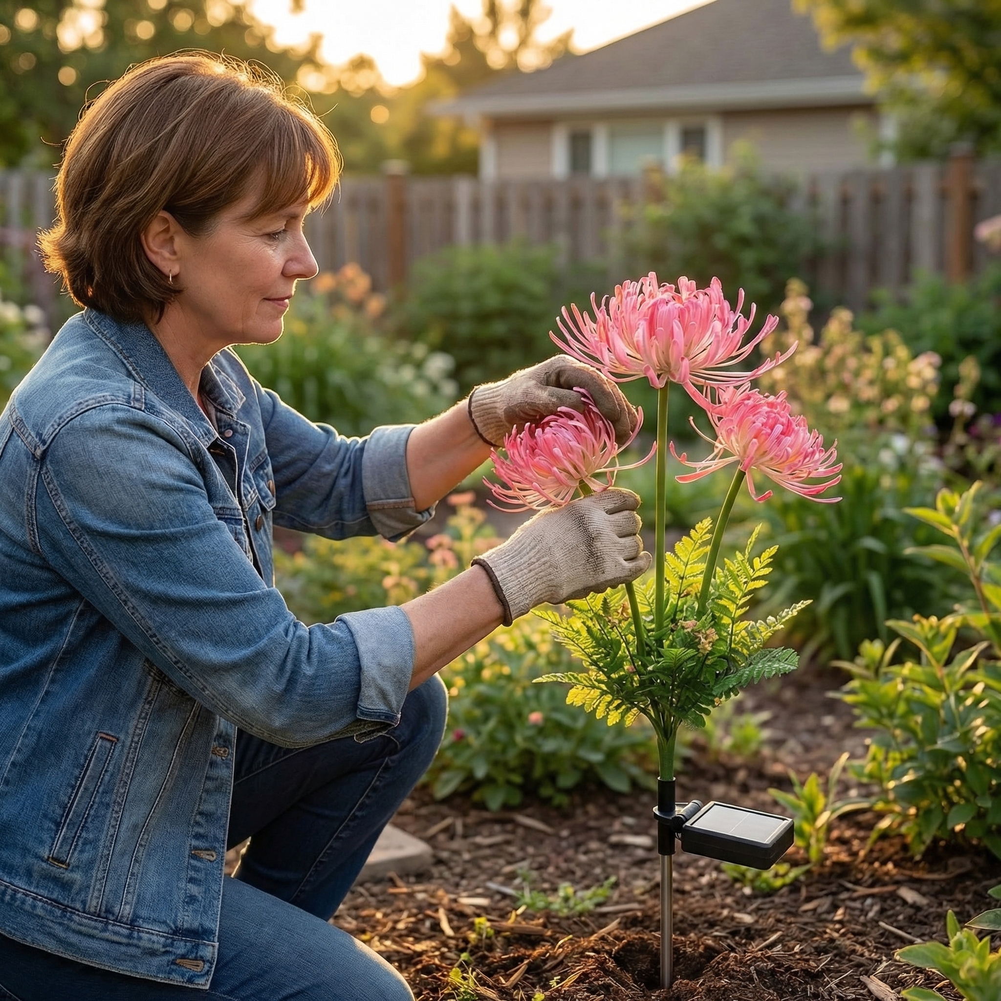Set of  2 Outdoor Solar Lycoris Flower Garden Lights