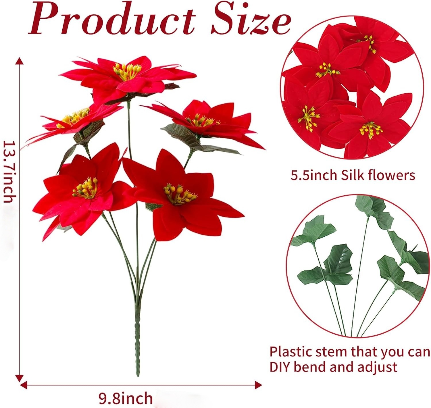 🎄Early Christmas Sale🔥4 Pack Poinsettias Artificial Christmas Flowers