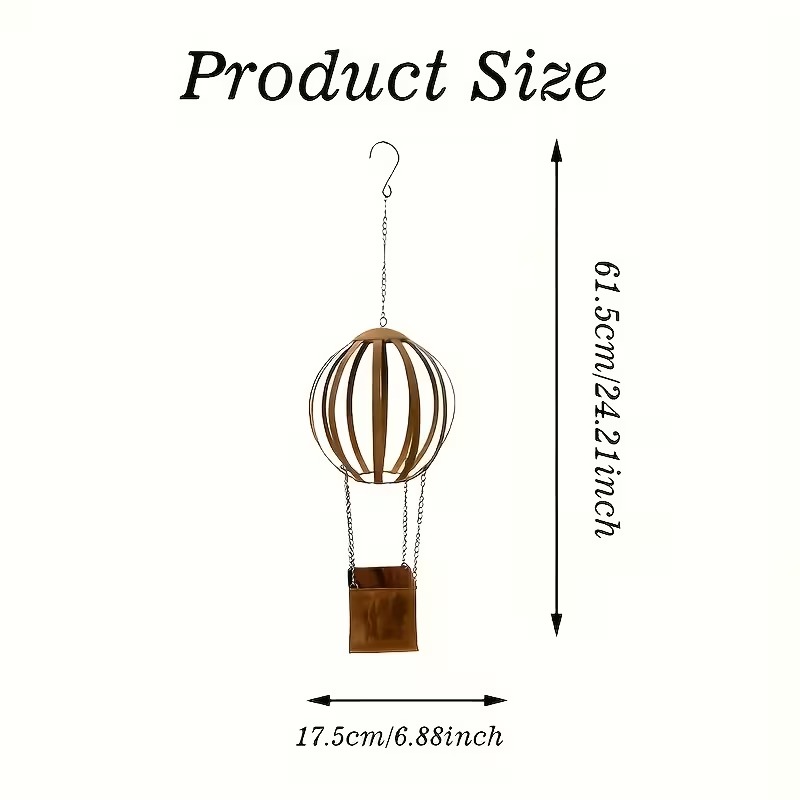 Rusty Metal Hot Air Balloon Hanging Basket 