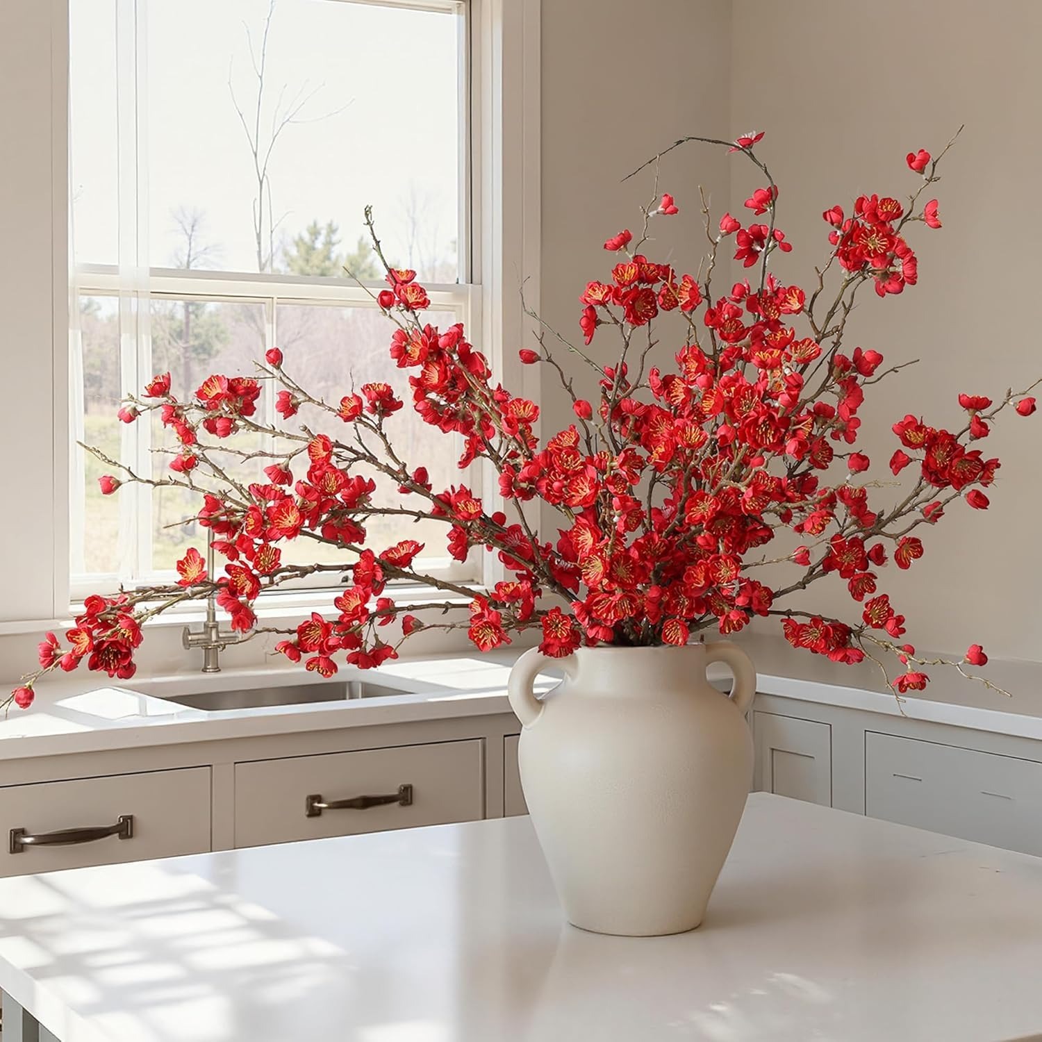5PCS Artificial Cherry Blossom Branches Spring Indoor Decoration