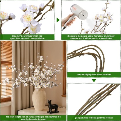 5PCS Artificial Cherry Blossom Branches Spring Indoor Decoration