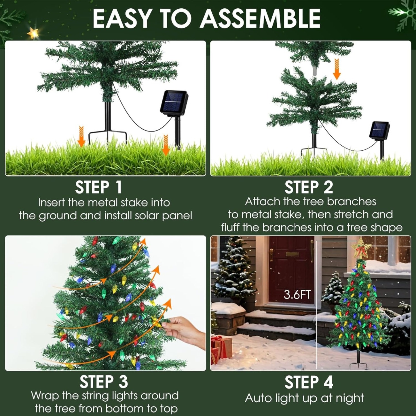 Solar Christmas Tree Outdoor Christmas Decorations