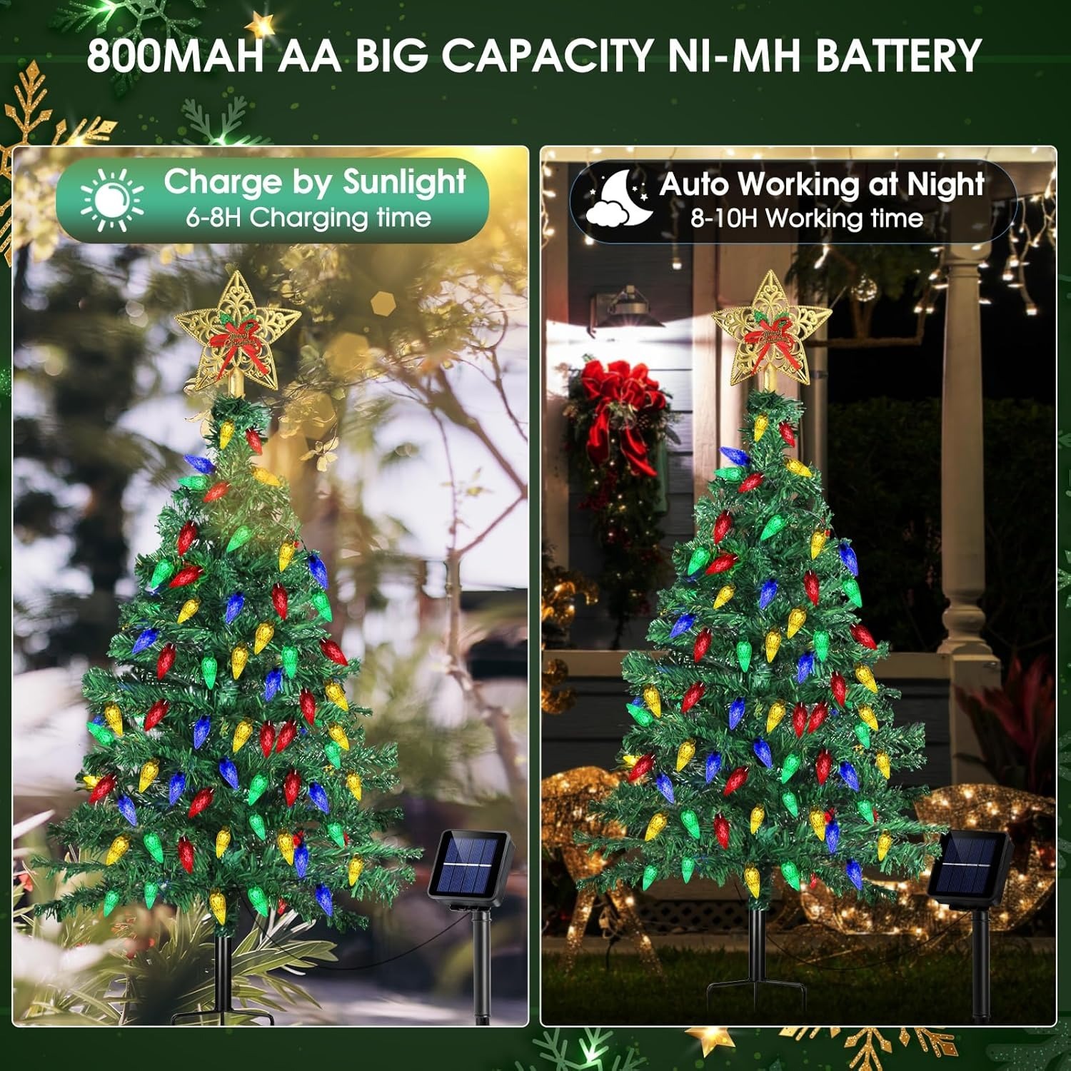 Solar Christmas Tree Outdoor Christmas Decorations