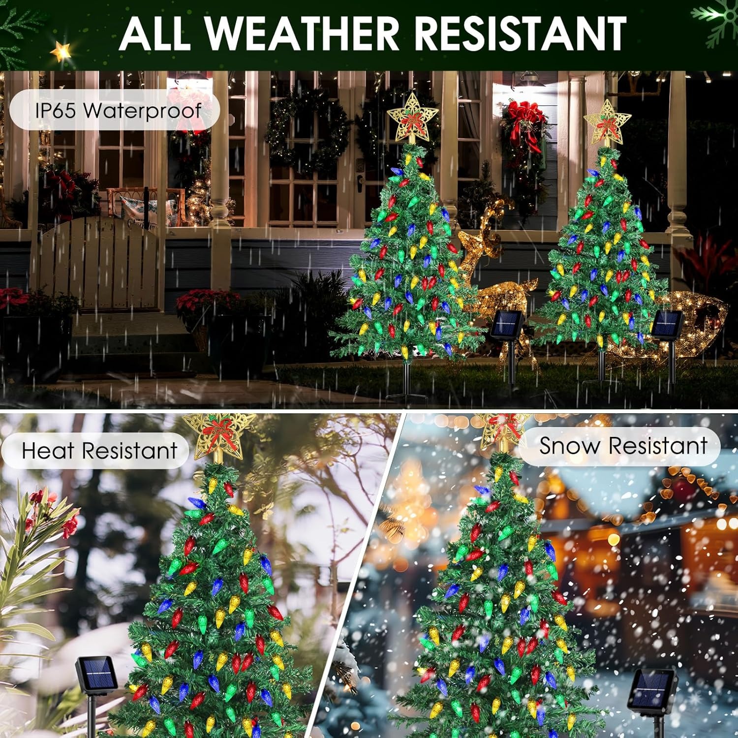 Solar Christmas Tree Outdoor Christmas Decorations