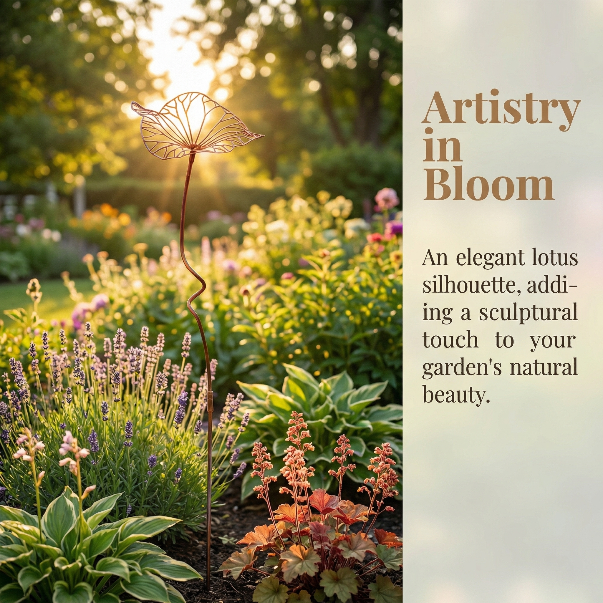 Iron Art Lotus Leaf Ground Insert with Rust-Like Finish