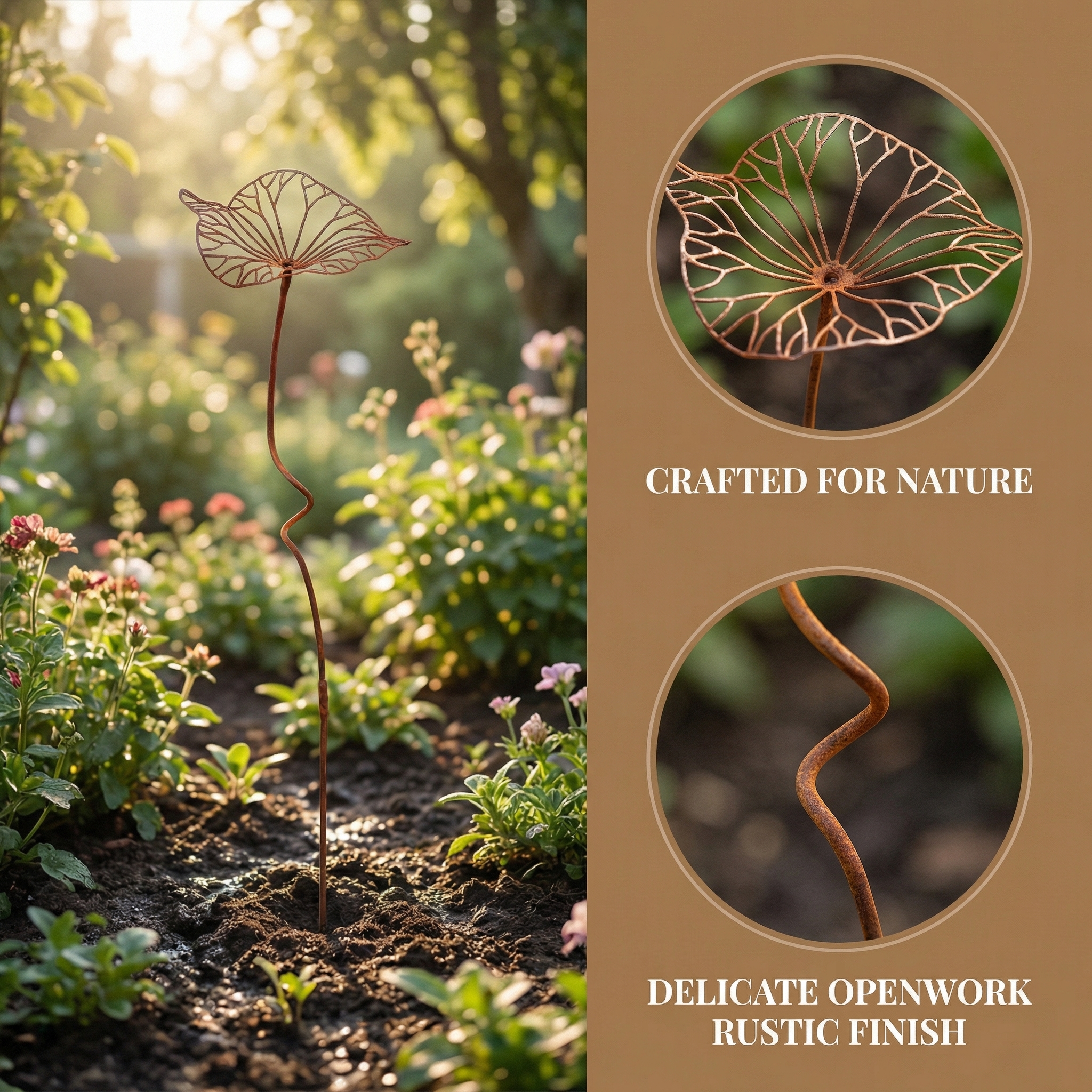 Iron Art Lotus Leaf Ground Insert with Rust-Like Finish