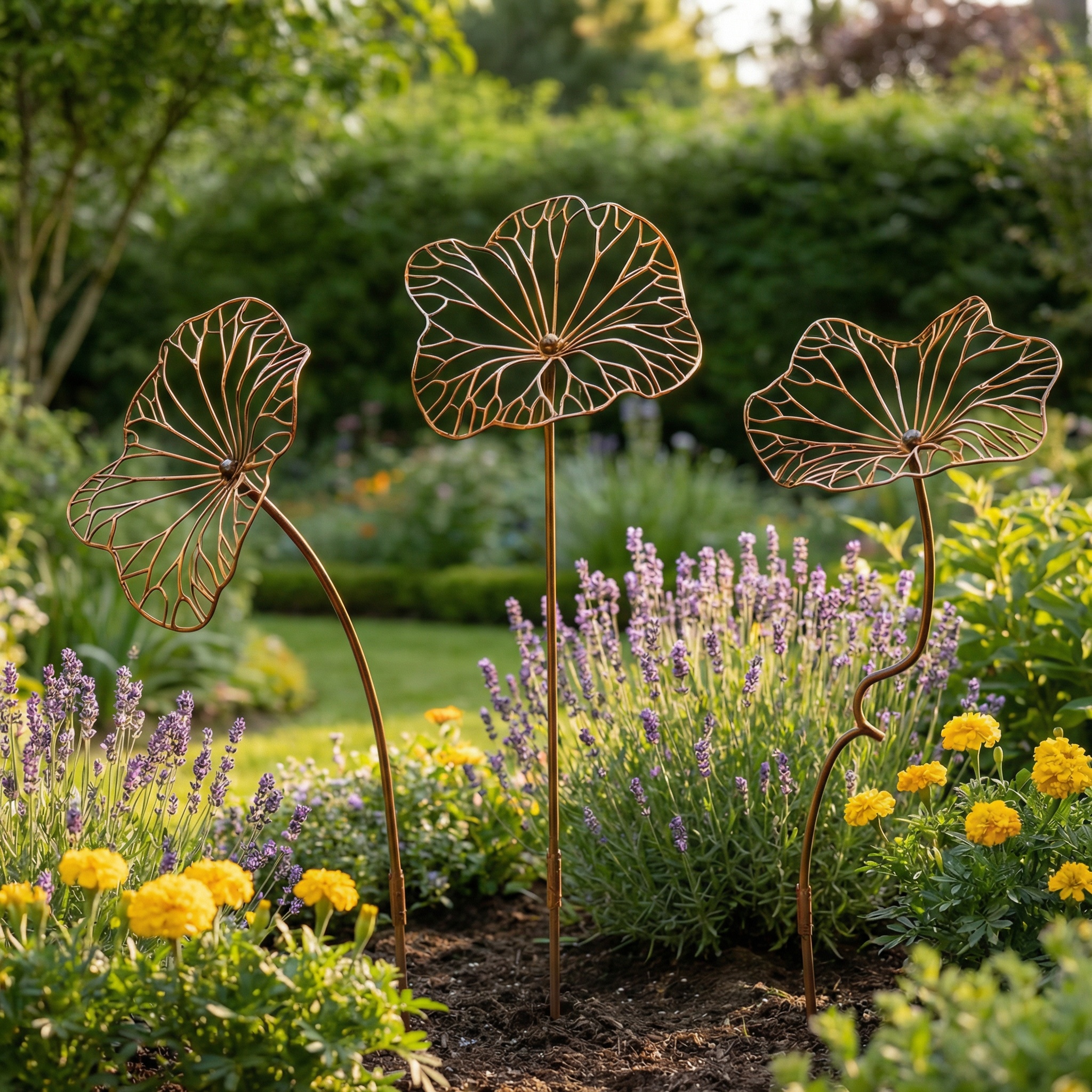 Iron Art Lotus Leaf Ground Insert with Rust-Like Finish