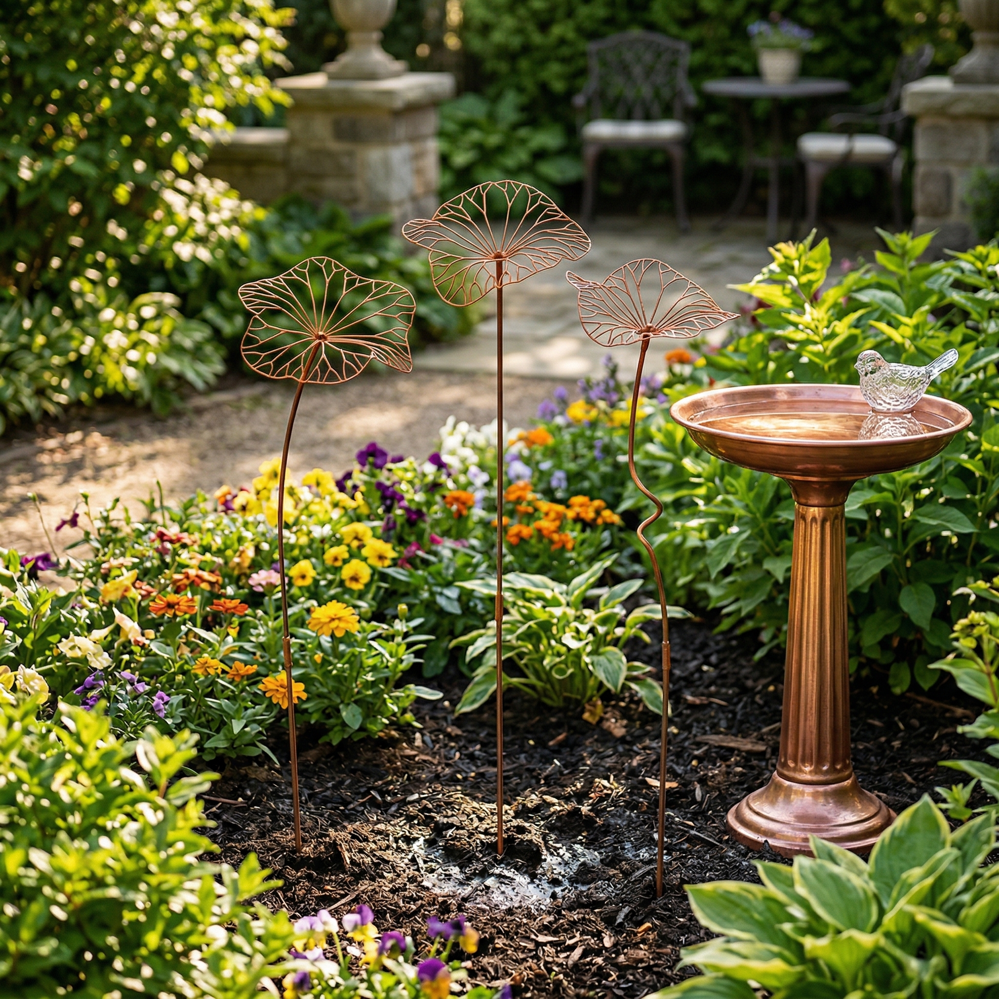 Iron Art Lotus Leaf Ground Insert with Rust-Like Finish