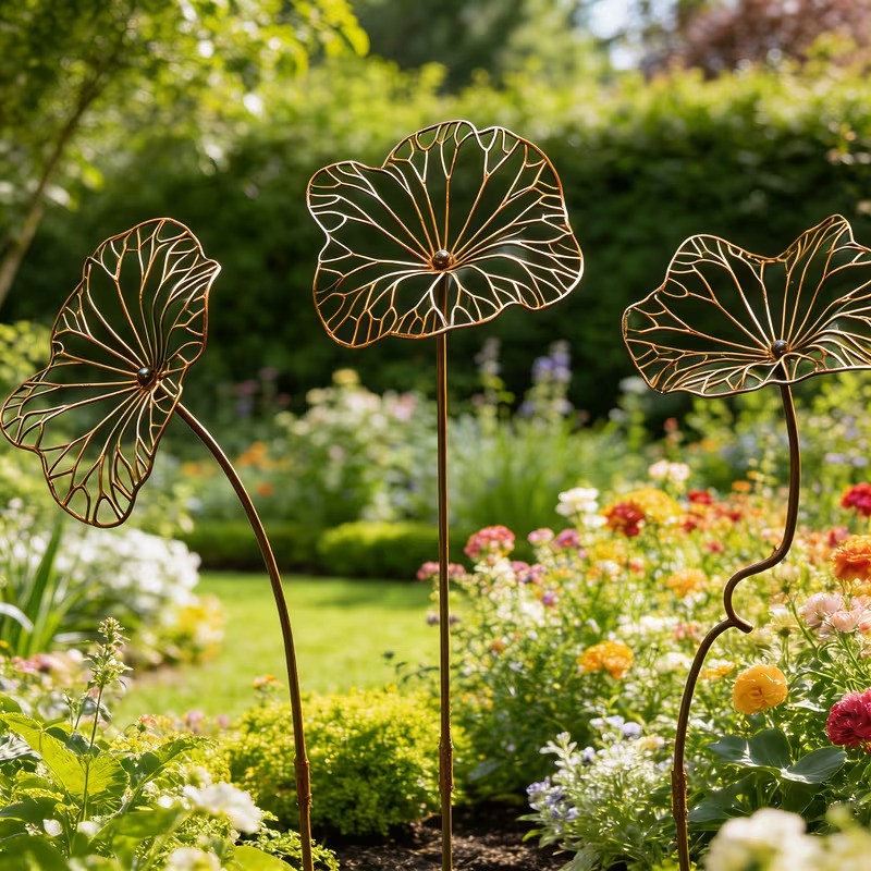 Iron Art Lotus Leaf Ground Insert with Rust-Like Finish