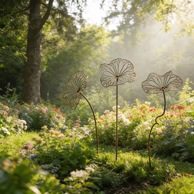 Iron Art Lotus Leaf Ground Insert with Rust-Like Finish