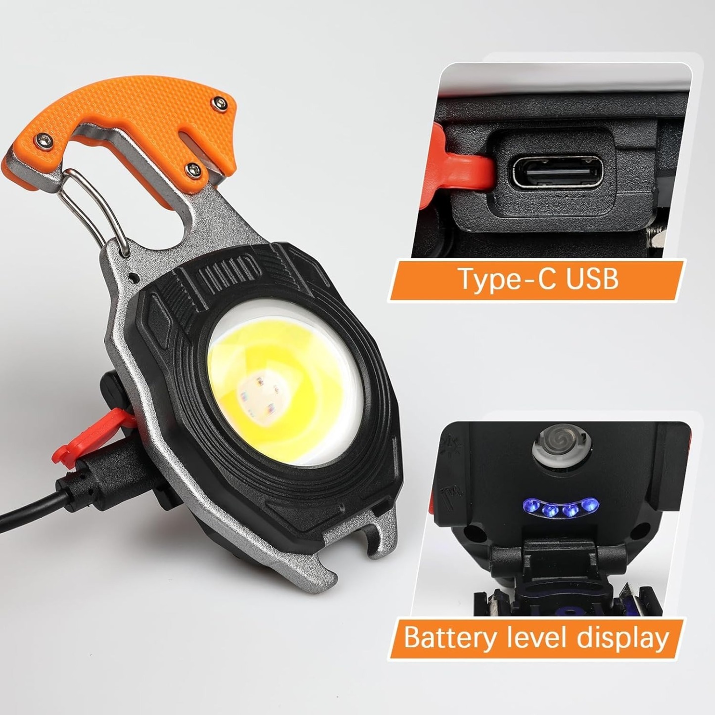 Keychain Flashlight Rechargeable Cob Keychain Work Light