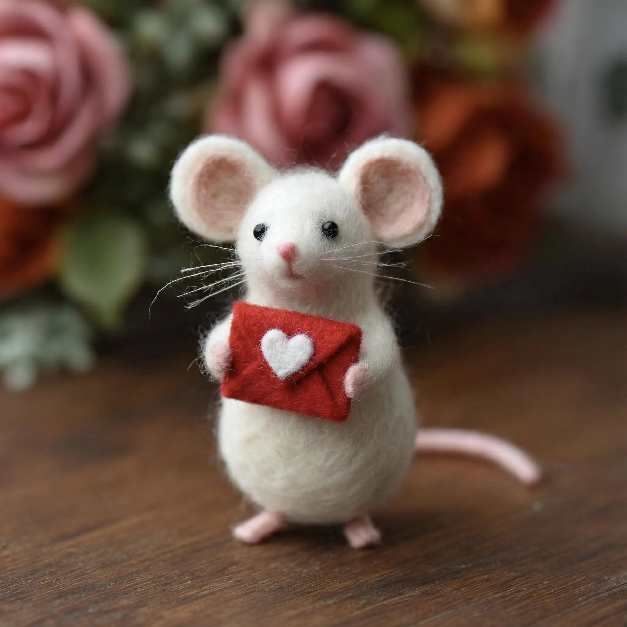Handmade Needle Felted Mouse ,Valentine's Day Gift