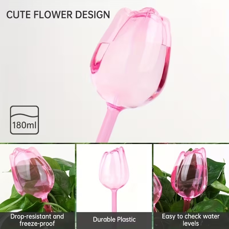 Tulip-Shaped Plant Watering Globes with Narrow Nozzle Slow-Drip Design