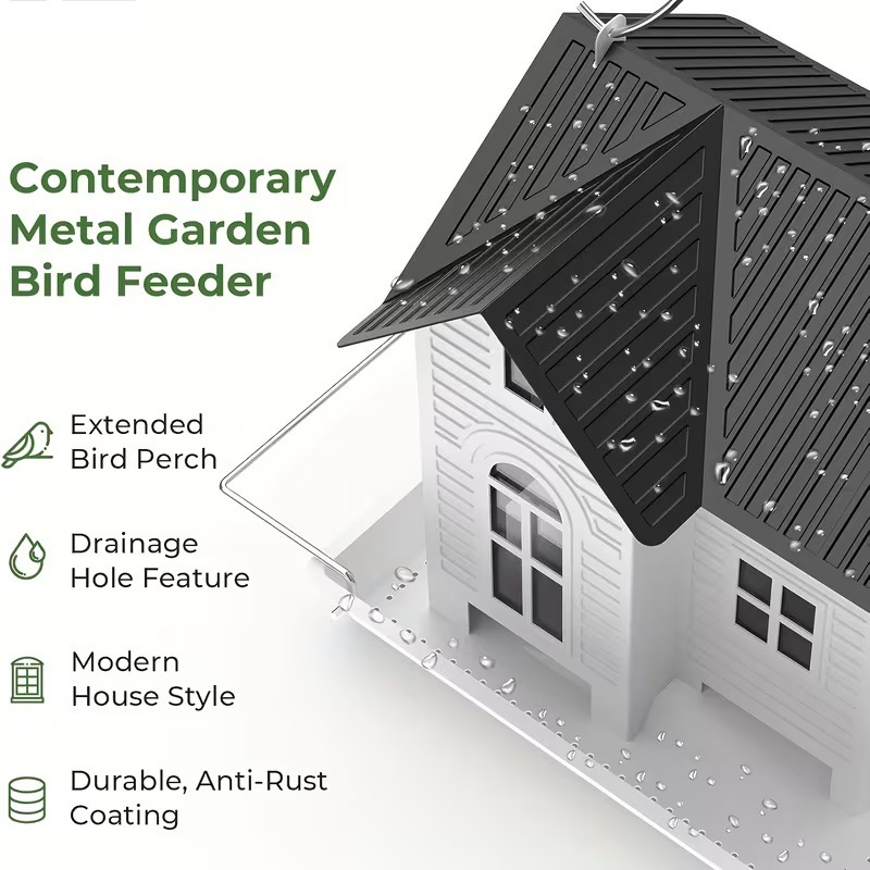 Solar-Powered Rustic Metal Bird Feeder