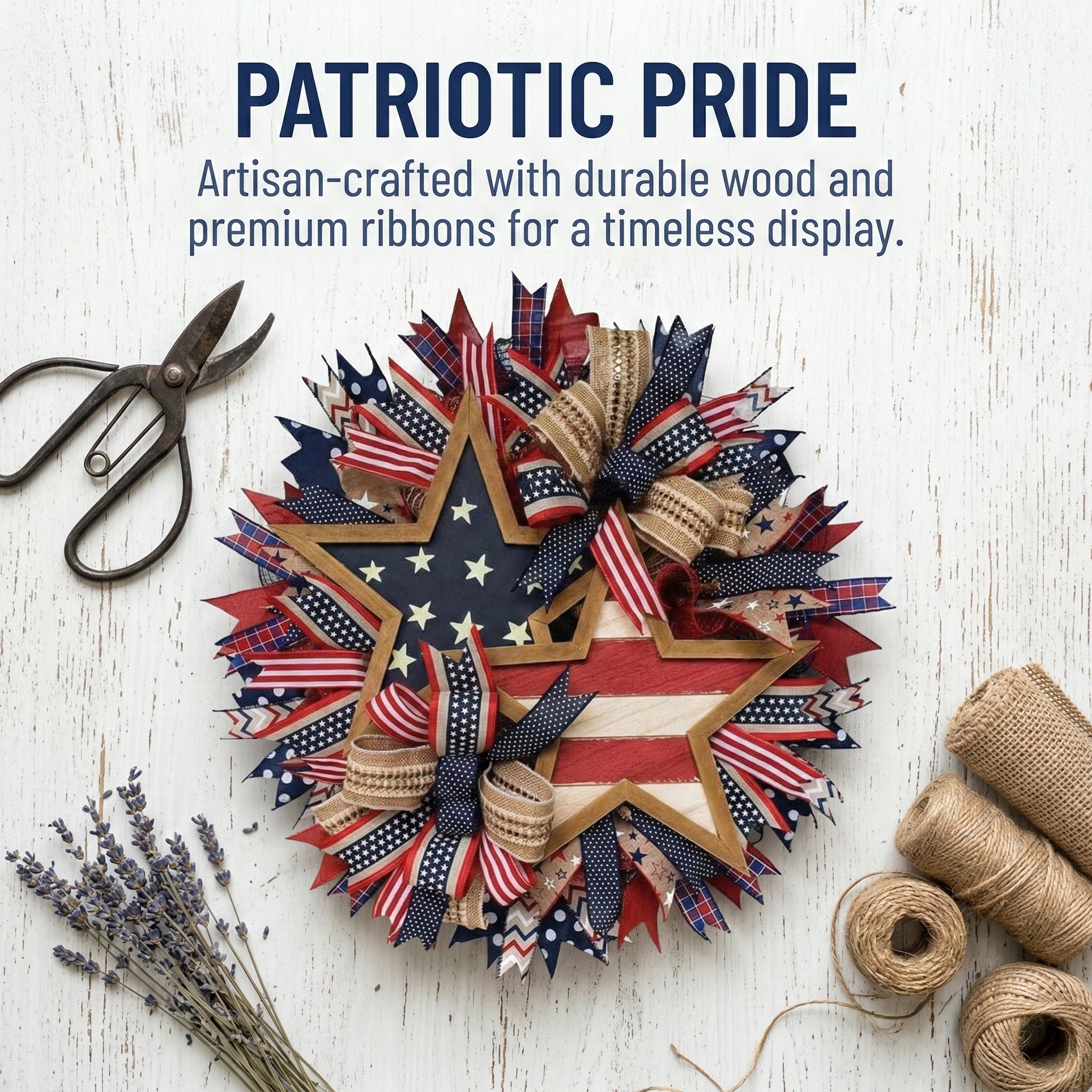 Patriotic Independence Day Wreath for Front Door