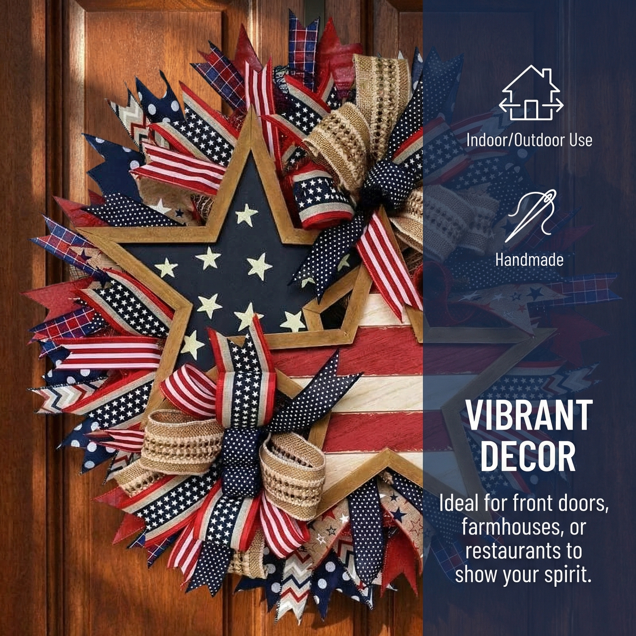 Patriotic Independence Day Wreath for Front Door